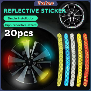 20Pcs Car Wheel Reflective Sticker Safety Warning Car Stickers Decorative Stripe High Bright Auto Exterior Tire Sticker
