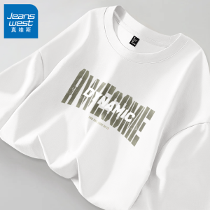 Jeanswest American Style Pure Cotton Long Sleeve Mens T-shirt Loose Fit round Neck Top for Autumn New Arrival 2025