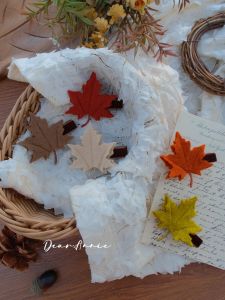 DearAnnie Children's Woolen Leaf Hair Accessories: Forest System & Vintage Style Autumn Maple Leaf Hair Clips