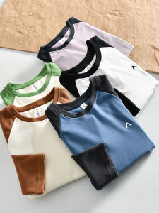 Áo Thun Dài Tay Màu Trơn Hai Mặt Tự Làm Nóng Cho Cặp Đôi Thời Trang Mùa Thu Đông Cổ Tròn Thường Ngày Dài Tay Chất Liệu Polyester