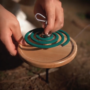 Outdoor Camping Mosquito Coil Rack Holder with Magnetic Box Solid Wood Repellent Incense Tent Flysheet Pole Chair Peg