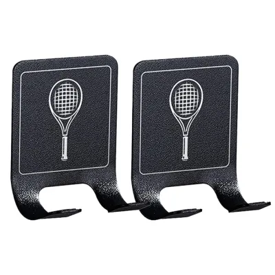 New 2PCS Universals Tennis Racket Holder Wall Mounted Racket Rack Stainless Steel Wall Hook Badminton Racket Holder