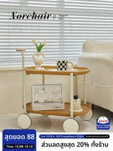 NORCHAIR โต๊ะข้างโซฟาแบบเคลื่อนที่ได้สำหรับห้องนั่งเล่นสไตล์ยูโรเปียน ชั้นวางของสองชั้น วัสดุไม้ ดีไซน์เก๋ไก๋และมีสไตล์