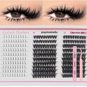 ชุดต่อขนตาแบบกลุ่ม Cat Lashes 228 ชิ้น พร้อมกาวติดขนตาและน้ำยาเคลือบ ชุดต่อขนตาแบบกลุ่มสำหรับต่อขนตาเองที่บ้าน