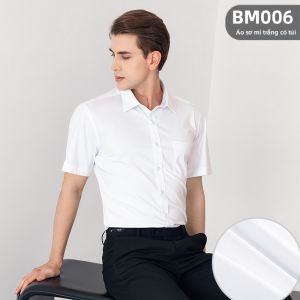 Boman | Áo Sơ Mi Tay Ngắn Trắng Dài Rộng Không Nhăn Cho Doanh Nhân