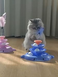 ของเล่นแมว รางบอลทาวเวอร์ 4ชั้น มีวิธีเล่นหลากหลาย สามารถหมุนได้ 360 องศา กังหันลม ทั้งชุดสามารถถอดแยกได้ ขนนก แกล้งแมวได้สนุก รางบอลแมว Joy Tower บอลแมว ไม้ตกแมว