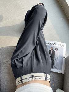 Gray Wide Leg Pants Womens Summer Thin Hanging Sensation Suit Pants Small Size High Waist Straight Casual Floor-Length Pants