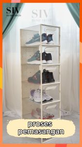 【Free of Installation】SIV Foldable Shoe Cabinet Folding Shoe Rack Box Organizer (2-9 Tiers)