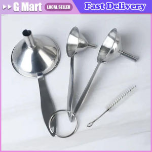Stainless Steel Funnel Three-piece Set Mini Funnel Oil Spill Wine Spill Tool Liquid Dispenser Kitchen Funnel Set Entonnoir Small Funnels for Filling Bottles 3 Pcs Stainless Steel Kitchen Funnel Set with Long Handle Easy Cleaning with a Brush