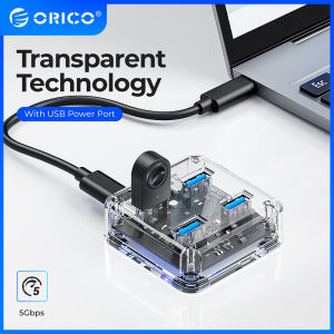 ORICO trong suốt loại C HUB USB 4 cổng mở rộng với giao diện cung cấp điện USB 3.2 tốc độ nhanh bộ chuyển đổi OTG