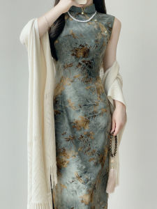 Đầm Dài Không Tay Cổ Treo Thanh Lịch Mới Của Ting Yue Ling Phong Cách Trung Hoa Trẻ Trung Thường Ngày Váy Dài Đến Giữa Bắp Chân