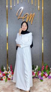 [ LaMarema ] Baju gamis putih wanita modern terbaru | Abaya arab turkey warna putih mewah dan elegan | Gamis abaya turki putih terbaru