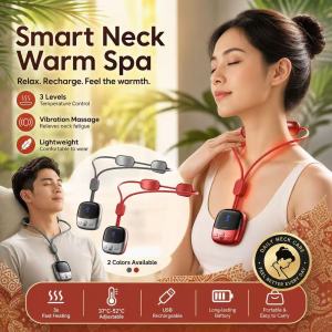 【Local shipping& Gift】2PCS Smart Hanging Neck Massager – EMS Muscle Massager with Hot Compress 4 Modes & 15 Strengths Portable Cervical Spine Massager for Neck Pain Relief SPA Relaxation at Home Office Travel Great Gift for Health & Wellness