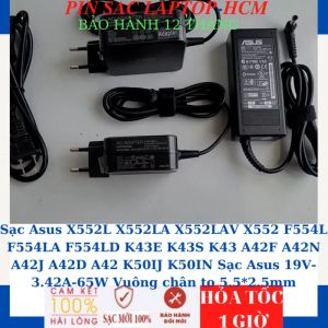 Sạc Asus X552L X552LA X552LAV X552 F554L F554LA F554LD K43E K43S K43 A42F A42N A42J A42D A42 K50IJ K50IN Sạc Asus 19V-3.42A-65W Vuông chân to