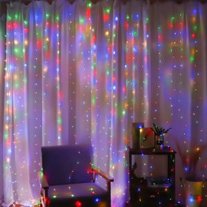 Wedding Curtain String Light USB Plug Christmas LED Lights 8 Lighting Modes Decoration Hanging Ornament Pendant