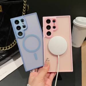 Luxury matte fine hole magnetic phone case For Samsung Galaxy A57 A56 A36 A26 A17 A16 magnetic wireless charging protective case