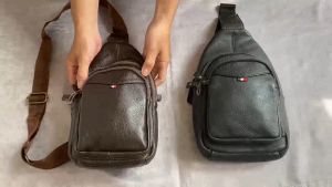 Túi Đeo Chéo Nam Da Bò SUNPOLO STU102 (Đen Nâu Bò)