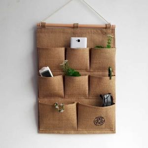 Wen Er Ya Cotton Wall Hanging Storage Bag: Multi-Layer Simple Design for Dormitory Door Back Storage Organizer for Miscellaneous Items