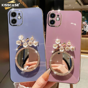 [With Mirror]KISSCASE for IPhone 15 Pro Max/iPhone15 Plus /14 Pro Max IPhone 13/13 Pro/13 Pro Max IPhone 12 Pro Iphone 11 Pro Max/11 11 Pro Rose Patch Rhinestone Mirror Phone Case