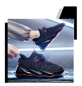 Black Mesh Sneakers For Men Low-cut Casual Running Sports Shoes Breathable Rubber Shoes For Men Lightweight Shoes 39-44
