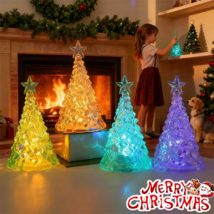 Christmas Night Light Mini Christmas Tree Design Crystal Clear Decor Festive Tabletop Decor