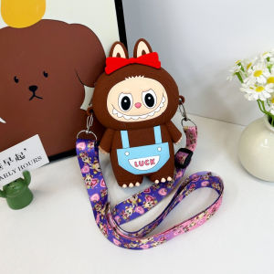 Childrens Silicone Crossbody Bag Cute Cartoon Design Small Girls Single Shoulder Bag Portable Wallet for Kids Ages 1-6