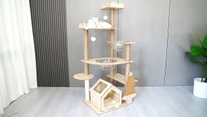 ที่ลับเล็บแมว คอนโดแมวไม้ พร้อมโดมนอนแบบใส เสาลับเล็บ ขนาดใหญ่ ของเล่นแมว ขนาดใหญ่ บ้าน แมว แบบ ใหญ่ บ้านแมวสวยๆ ถูก ทนทาน คอนโดไม้แมว บันได ที่ลับเล็บแมว