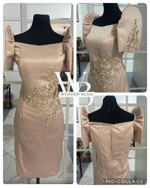 MIDI FILIPINIANA DRESS Mandarin Collar Sleeveless Beige Mekado Material  Regular Size Ethnic Style A-Line Cheongsam Shape - Lazada | Lazada PH