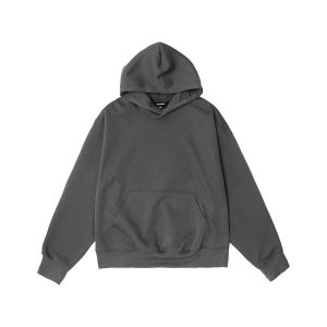 เสื้อสเวตเตอร์มีฮู้ดคอกลมสไตล์ย้อนยุคแบบลำลองสำหรับผู้ชาย ทรงหลวม ความหนาปกติ วัสดุผสมคอตตอนและโพลีเอสเตอร์