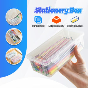 Large Capacity Pencil Box Multifunctional Transparent Waterproof Storage Box With Buckled Plastic Pen Pencil Case for School Supplies