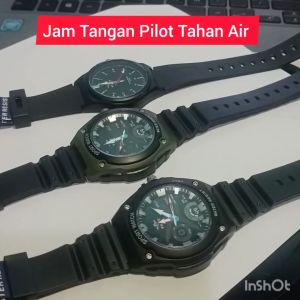 PROMO Jam tangan pria/jam tangan anti air tali rubber/jam tangan pilot diameter 42cm/