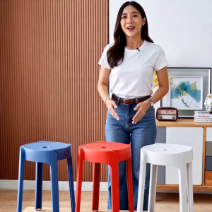 Buy 1 Take 5 Nordic Modern Plastic Chair Stackable Round Household Stool Dining chair Kerusi Makan