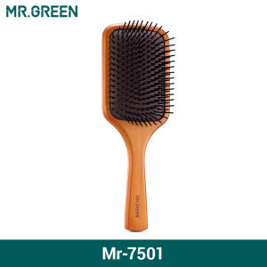 ​​MR.GREEN Natural Maple Wood Hair Brush with Air Cushion Scalp Massage – Wide Tooth Comb for Curly & Long Hair (Women & Men)​