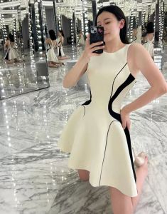 Evening party large size sleeveless dress for women temperament waist slimming dress