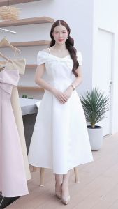 [LUXURY707] LX6107 : ชูดออกงานเปิดบ่า กระโปรงบาน เรียบหรู