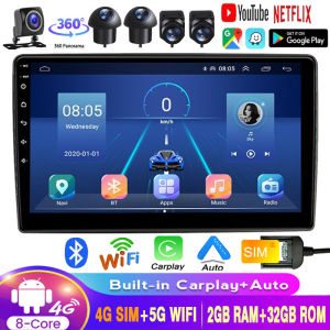 Android Player 9/10 inch 8 Core double din Car Radio Support Wireless Carplay Android Auto 360 camera SIMCard WIFI GPS Navigation Bluetooth USB DVR 2G RAM+32G ROM