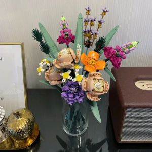 MOC Romantic Rose Flower DIY Bouquet Decorative Building Block Brick Toy Compatible 10280 Valentines Day Gift for Girlfriend