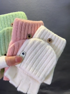 Bao tay giữ ấm 2 cách đeo hở và kín ngón tiện lợi giữ ấm chất len màu trơn thời trang du lịch chống gió rét lạnh