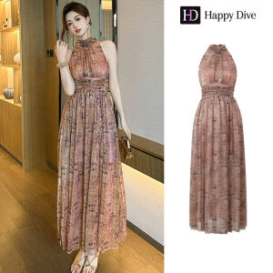 Happy Diva เดรสผู้หญิง เดรสสีชมพู เดรสลายดอก เดรสทรงเอ เดรสทำงาน เดรสไฮโซ เดรสวินเทจ เดรสออกงาน เดรสปาร์ตี้ ชุดราตรี 70359