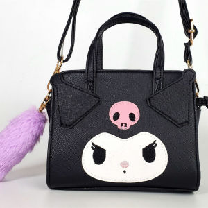 ULEEK  Kuromi Sanrio Sling Backpack My Melody Hello Kitty Dual-use Storage Bag Cinnamoroll Cartoon Side Pompom Purin Shoulder Bag