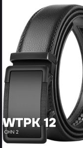 Sabuk Ikat Pinggang Kulit Pria CHN2 WTPK 12 Kepala Gesper Stainless Otomatis Hitam Fashion Formal