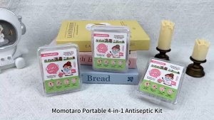 Momotaro 4in1 Wound Disinfection Kit: Iodophor Swabs Alcohol Wipes & Bandages for Kids