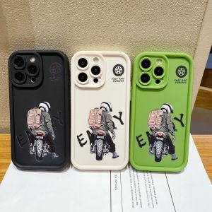 iPhone 16 15 14 13 12 11 Pro Max 7 8 Plus X XS Max XR Cartoon Cool Motorcycle Boy Phone Case