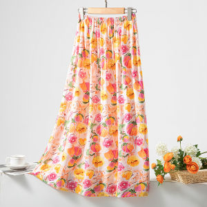 Artificial Cotton Nightdress Womens Summer Thin Sweet Skirt Loose Artificial Cotton Long Skirt plus Size Outer Wear Beach Skirt Pajamas