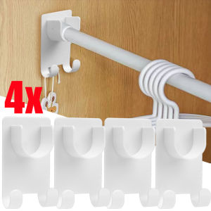 2/4Pcs Punch-free Household Telescopic Support Sticker Curtain Rod Bracket Nail-Free Adjustable Rod Holder Crossbar Wall Hooks Fixing Bracket