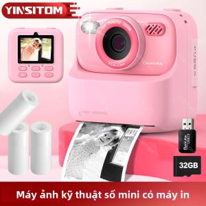 Máy In Nhiệt Mini Cho Trẻ Em Với Máy Ảnh Chụp Ảnh Kỹ Thuật Số In Tức Thì Quà Tặng Giáng Sinh Sinh Nhật Bao Gồm Thẻ Nhớ 32G Và Giấy In