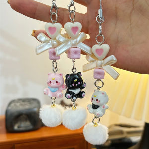 【♡Lovely girls house♡】Happy Cat Bow Keychain Cute Animal Bag Pendant Key Holder