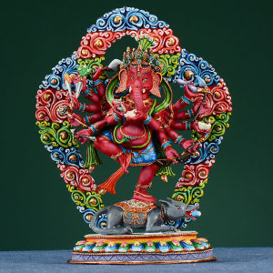 Ouster Handcrafted 12-Armed Home Decor Copper Statue of Wealthy Elephant-Nosed Buddha Chinese Style Tabletop Decoration