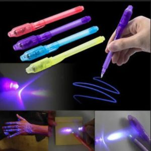 4pcs/lot Drawing Invisible Ink Pen Luminous Light Pen Magic Purple 2 In 1 UV Black Light Combo Learning Education Toys For Child