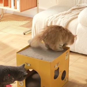 Luka😊พร้อมส่ง💯 ที่ลับเล็บแมว ที่ลับเล็บลายแมว บ้านแมว ที่นอน ของเล่นแมว ลับเล็บได้ 2 ชั้น กล่องลับเล็บแมว